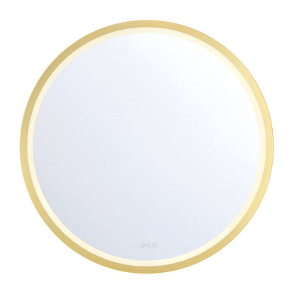 Eurofase Lighting Artell 42" 1-Light Integrated LED Brushed Gold Aluminum Frame Round Dimmable Mirror