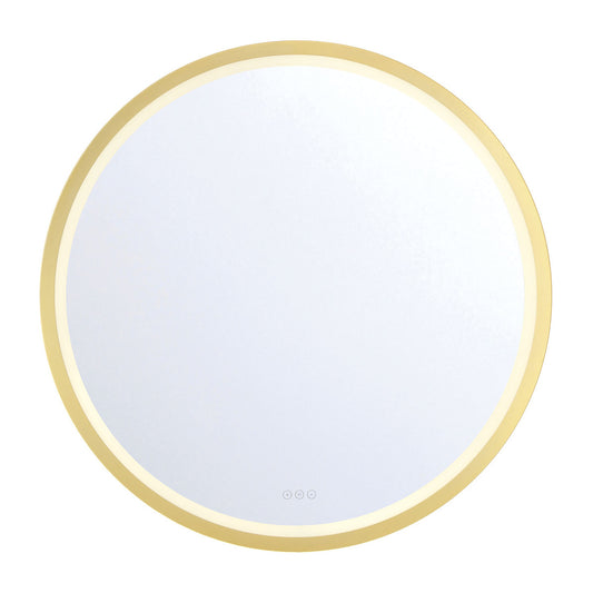 Eurofase Lighting Artell 42" 1-Light Integrated LED Brushed Gold Aluminum Frame Round Dimmable Mirror