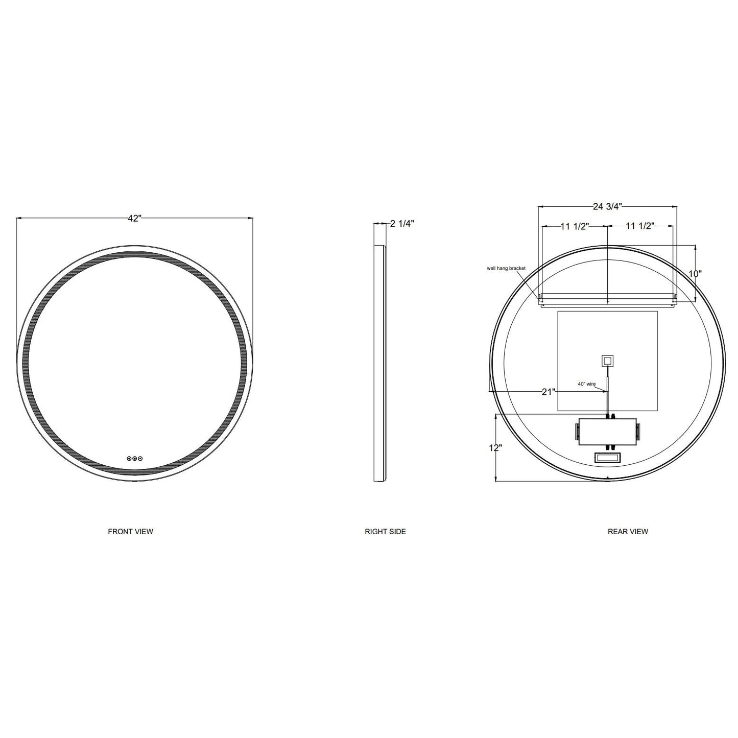 Eurofase Lighting Artell 42" 1-Light Integrated LED Brushed Silver Aluminum Frame Round Dimmable Mirror