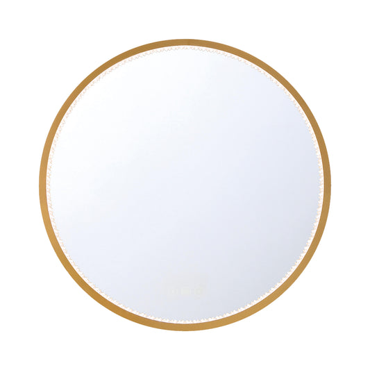 Eurofase Lighting Cerissa 30" Integrated LED Anodized Gold Frame Dimmable Round Mirror