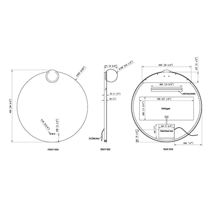 Eurofase Lighting Gia 37" 1-Light Integrated Opal Aluminum Frameless Round Dimmable Mirror
