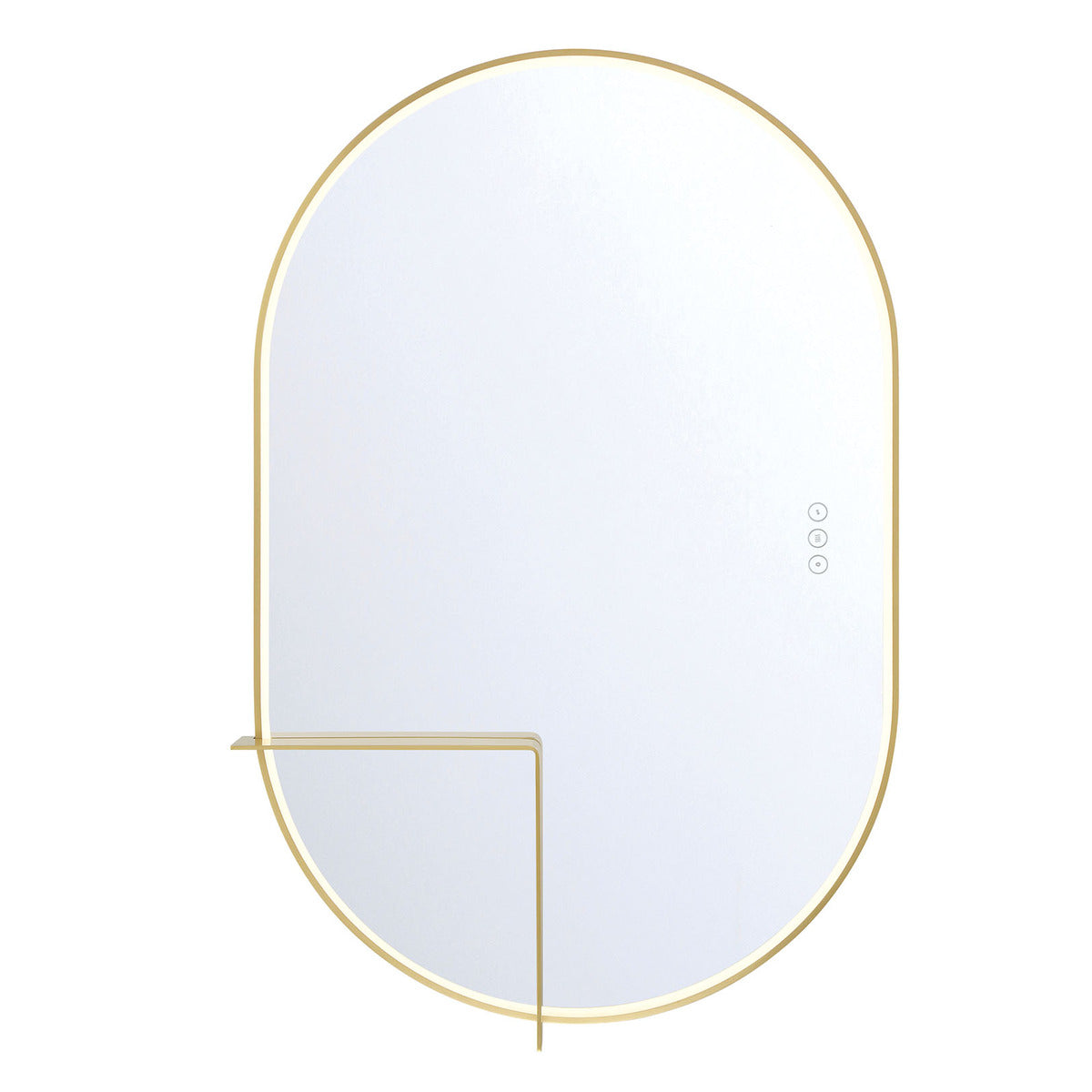 Eurofase Lighting Linden 36" 1-Light Integrated Gold Aluminum Frame Oval Dimmable Mirror With L Shape Shelf