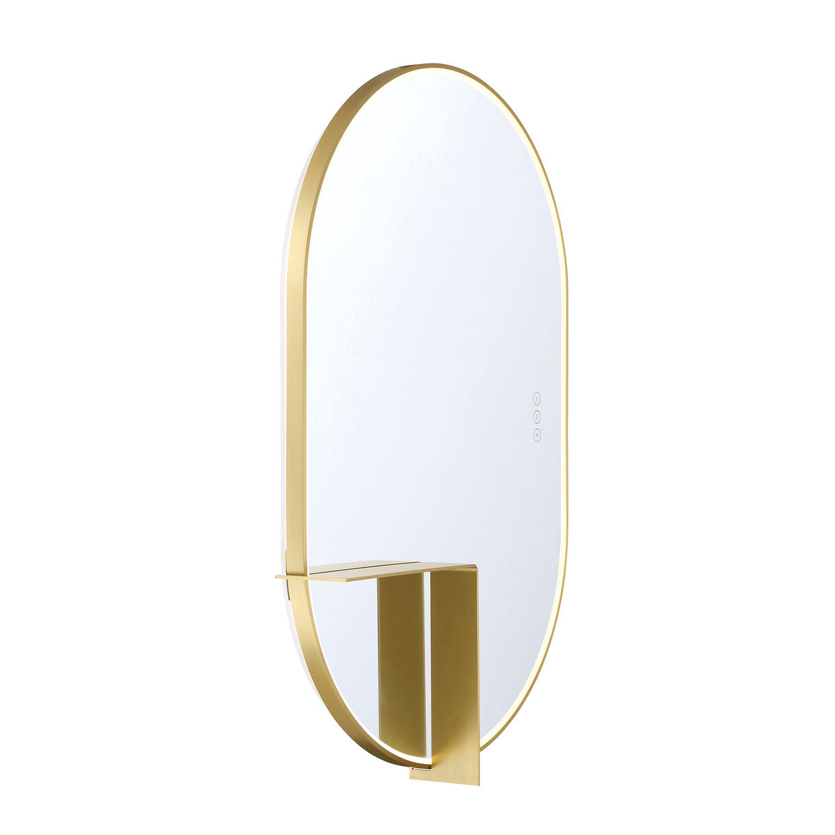 Eurofase Lighting Linden 36" 1-Light Integrated Gold Aluminum Frame Oval Dimmable Mirror With L Shape Shelf