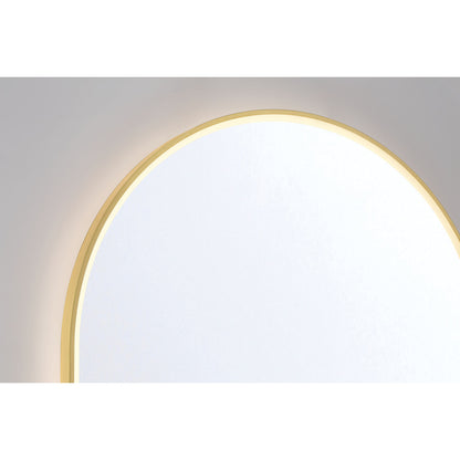 Eurofase Lighting Linden 36" 1-Light Integrated Gold Aluminum Frame Oval Dimmable Mirror With L Shape Shelf