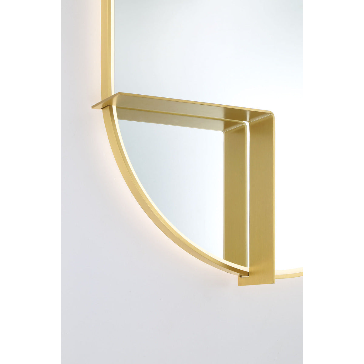 Eurofase Lighting Linden 36" 1-Light Integrated Gold Aluminum Frame Oval Dimmable Mirror With L Shape Shelf