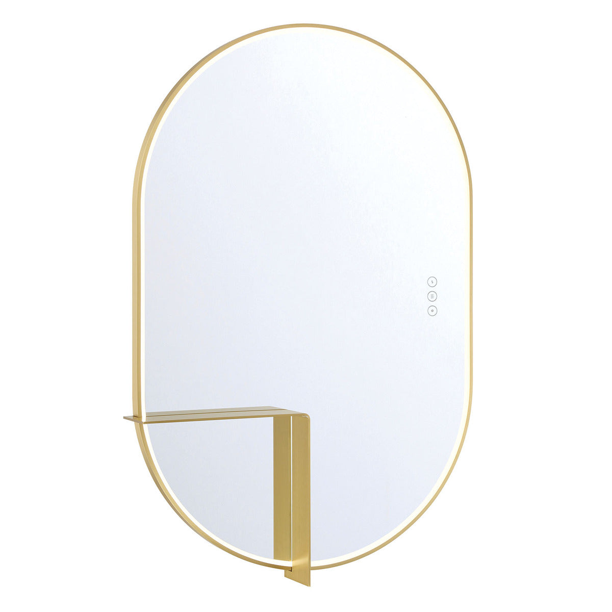 Eurofase Lighting Linden 36" 1-Light Integrated Gold Aluminum Frame Oval Dimmable Mirror With L Shape Shelf