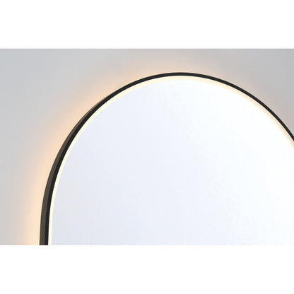 Eurofase Lighting Linden 36" 1-Light Integrated Matte Black Aluminum Frame Oval Dimmable Mirror With L Shape Shelf