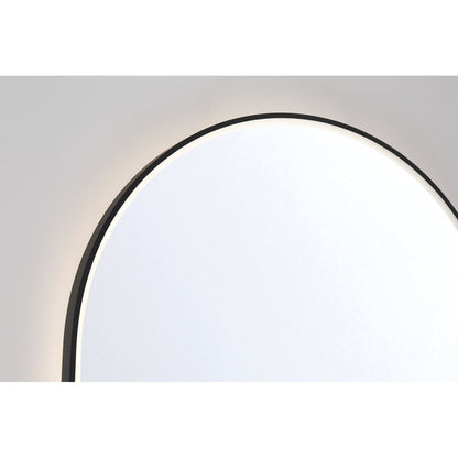 Eurofase Lighting Linden 36" 1-Light Integrated Matte Black Aluminum Frame Oval Dimmable Mirror With L Shape Shelf