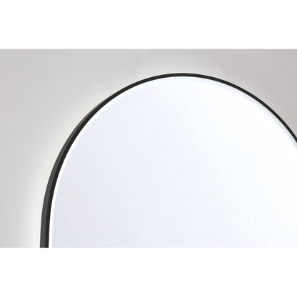 Eurofase Lighting Linden 36" 1-Light Integrated Matte Black Aluminum Frame Oval Dimmable Mirror With L Shape Shelf