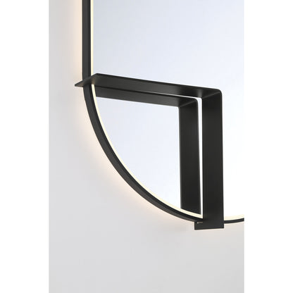 Eurofase Lighting Linden 36" 1-Light Integrated Matte Black Aluminum Frame Oval Dimmable Mirror With L Shape Shelf