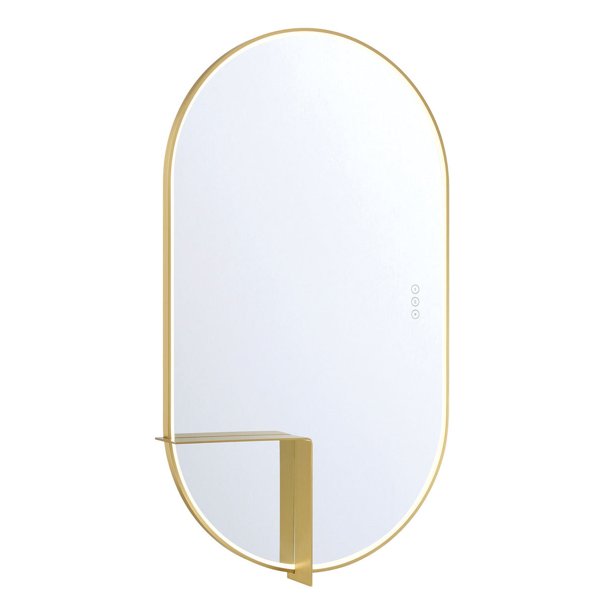 Eurofase Lighting Linden 42" 1-Light Integrated Gold Aluminum Frame Oval Dimmable Mirror With L Shape Shelf