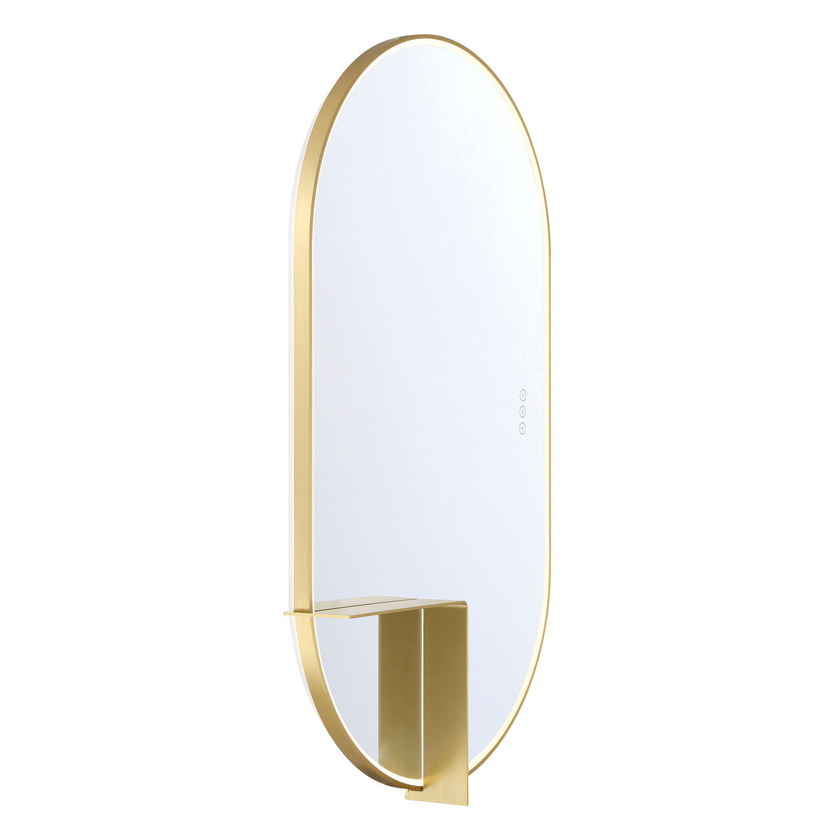 Eurofase Lighting Linden 42" 1-Light Integrated Gold Aluminum Frame Oval Dimmable Mirror With L Shape Shelf