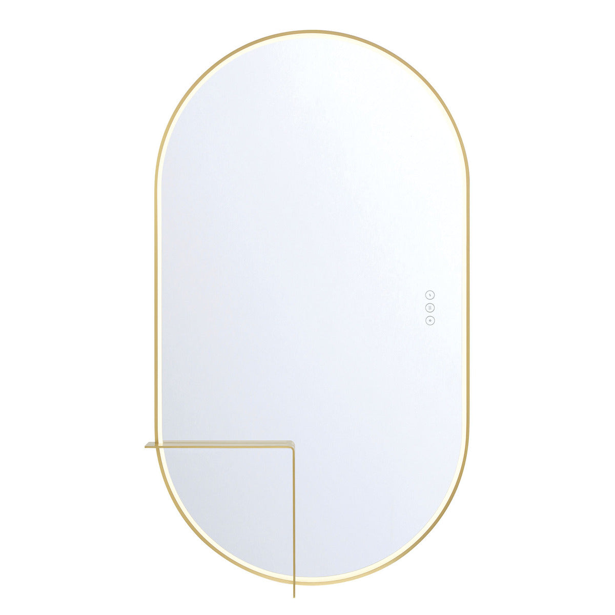 Eurofase Lighting Linden 42" 1-Light Integrated Gold Aluminum Frame Oval Dimmable Mirror With L Shape Shelf