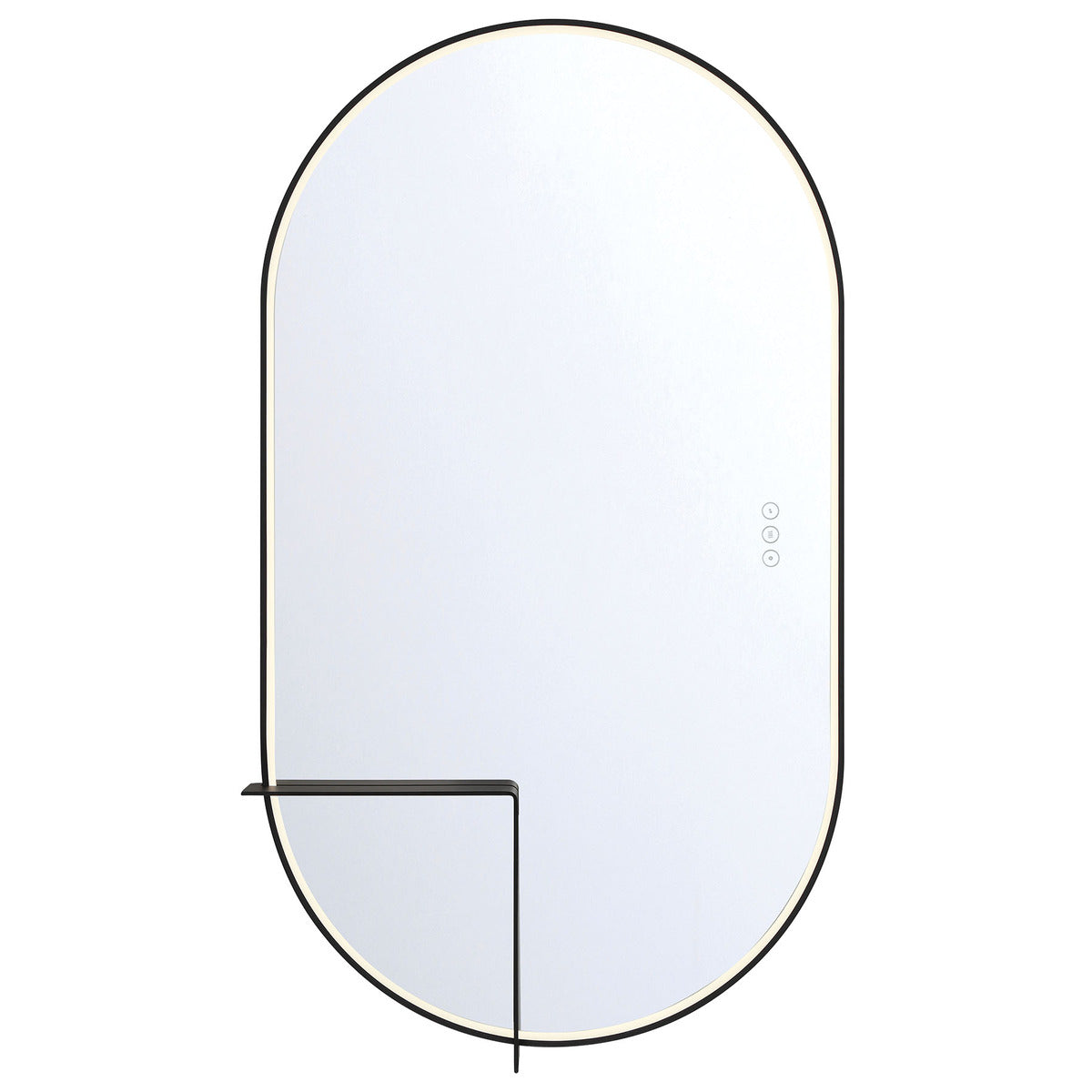 Eurofase Lighting Linden 42" 1-Light Integrated Matte Black Aluminum Frame Oval Dimmable Mirror With L Shape Shelf
