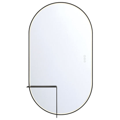 Eurofase Lighting Linden 42" 1-Light Integrated Matte Black Aluminum Frame Oval Dimmable Mirror With L Shape Shelf