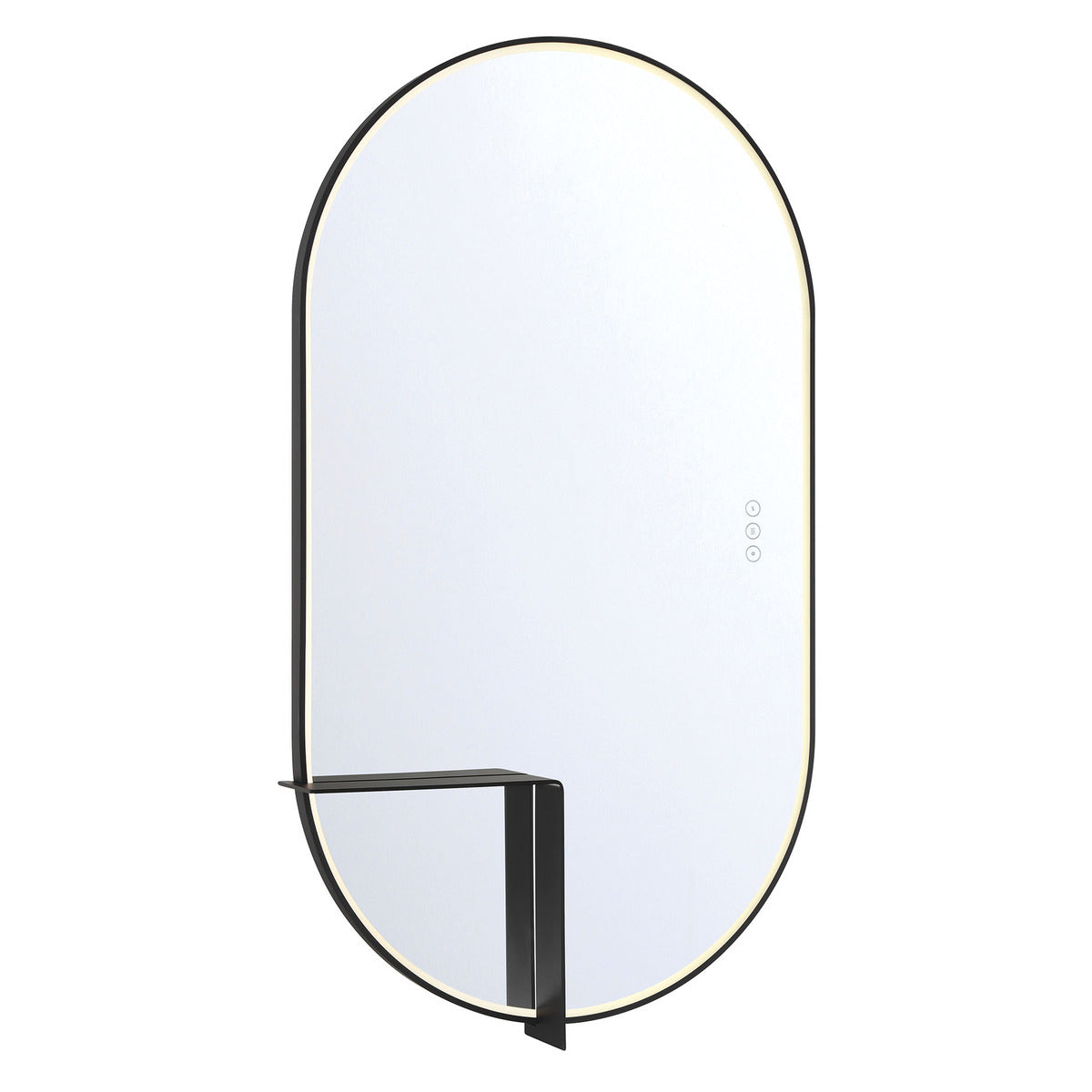 Eurofase Lighting Linden 42" 1-Light Integrated Matte Black Aluminum Frame Oval Dimmable Mirror With L Shape Shelf