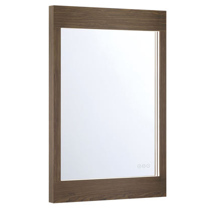 Eurofase Lighting Mogano 36" Integrated LED Dark Walnut Wood Acrylic Frame Rectangle Freestanding Dimmable Mirror