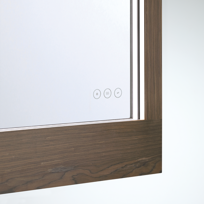Eurofase Lighting Mogano 36" Integrated LED Dark Walnut Wood Acrylic Frame Rectangle Freestanding Dimmable Mirror