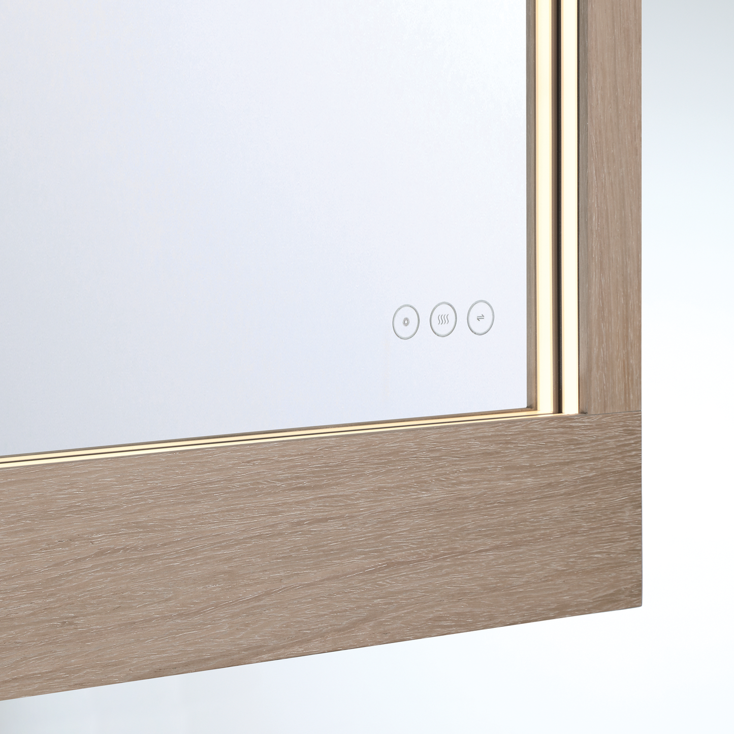 Eurofase Lighting Mogano 36" Integrated LED White Oak Wood Acrylic Frame Rectangle Freestanding Dimmable Mirror