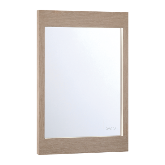 Eurofase Lighting Mogano 36" Integrated LED White Oak Wood Acrylic Frame Rectangle Freestanding Dimmable Mirror