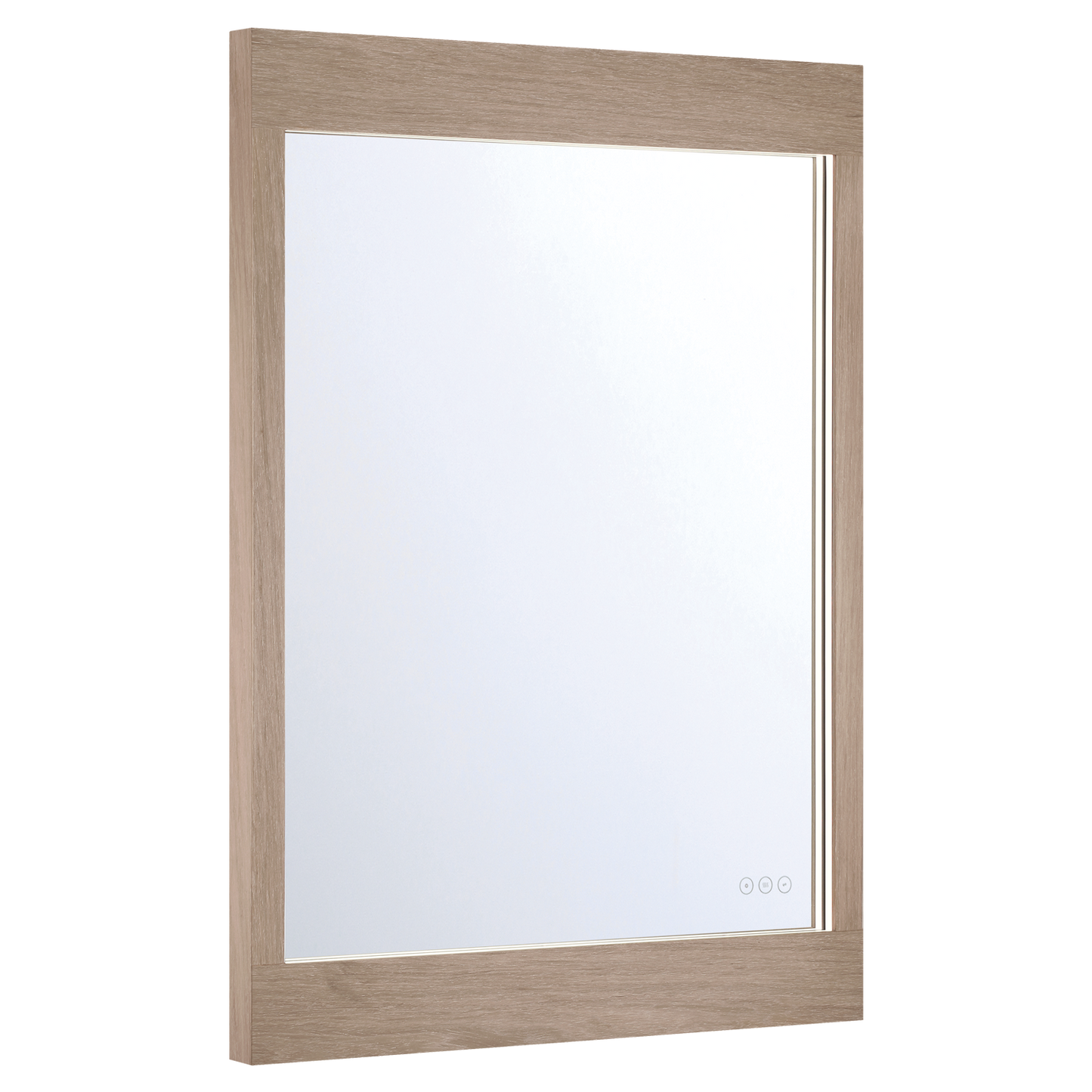 Eurofase Lighting Mogano 42" Integrated LED White Oat Wood Acrylic Frame Rectangle Freestanding Dimmable Mirror