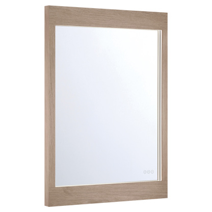 Eurofase Lighting Mogano 42" Integrated LED White Oat Wood Acrylic Frame Rectangle Freestanding Dimmable Mirror