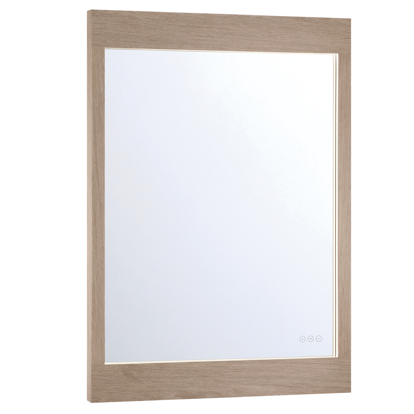 Eurofase Lighting Mogano 42" Integrated LED White Oat Wood Acrylic Frame Rectangle Freestanding Dimmable Mirror