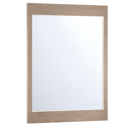 Eurofase Lighting Mogano 42" Integrated LED White Oat Wood Acrylic Frame Rectangle Freestanding Dimmable Mirror