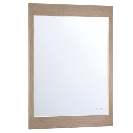 Eurofase Lighting Mogano 42" Integrated LED White Oat Wood Acrylic Frame Rectangle Freestanding Dimmable Mirror