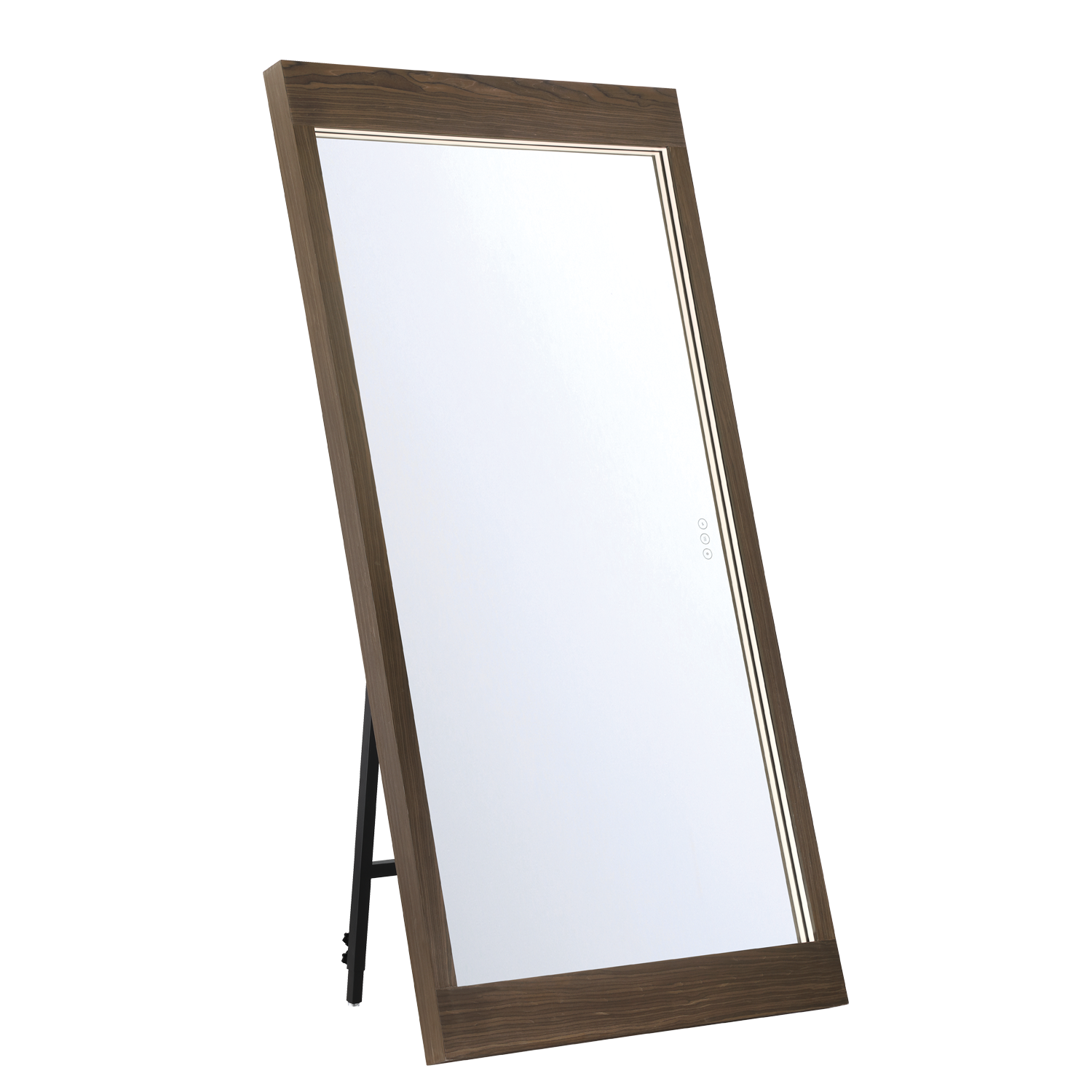 Eurofase Lighting Mogano 60" Integrated LED Dark Walnut Wood Acrylic Frame Rectangle Freestanding Dimmable Mirror