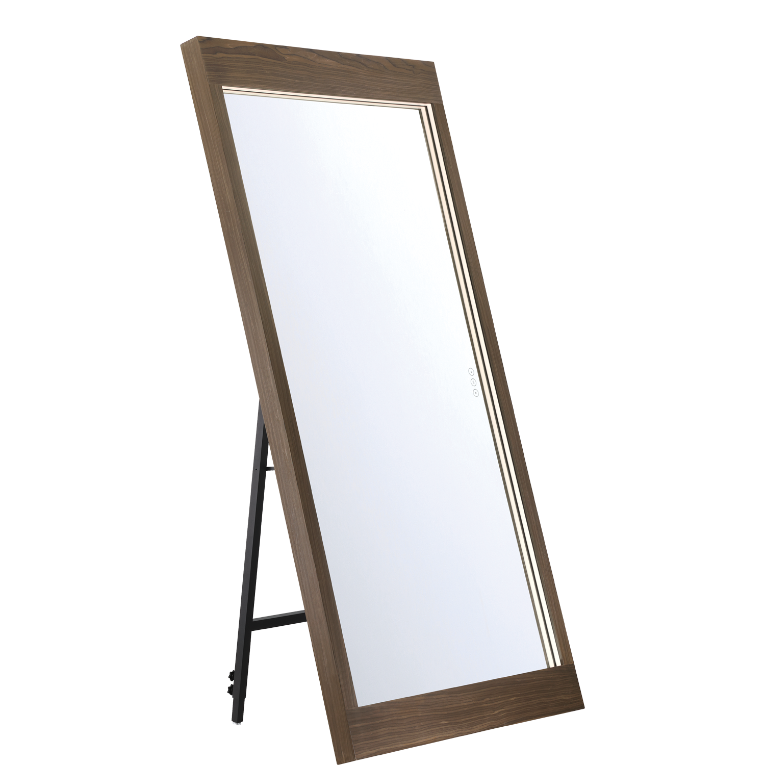 Eurofase Lighting Mogano 60" Integrated LED Dark Walnut Wood Acrylic Frame Rectangle Freestanding Dimmable Mirror