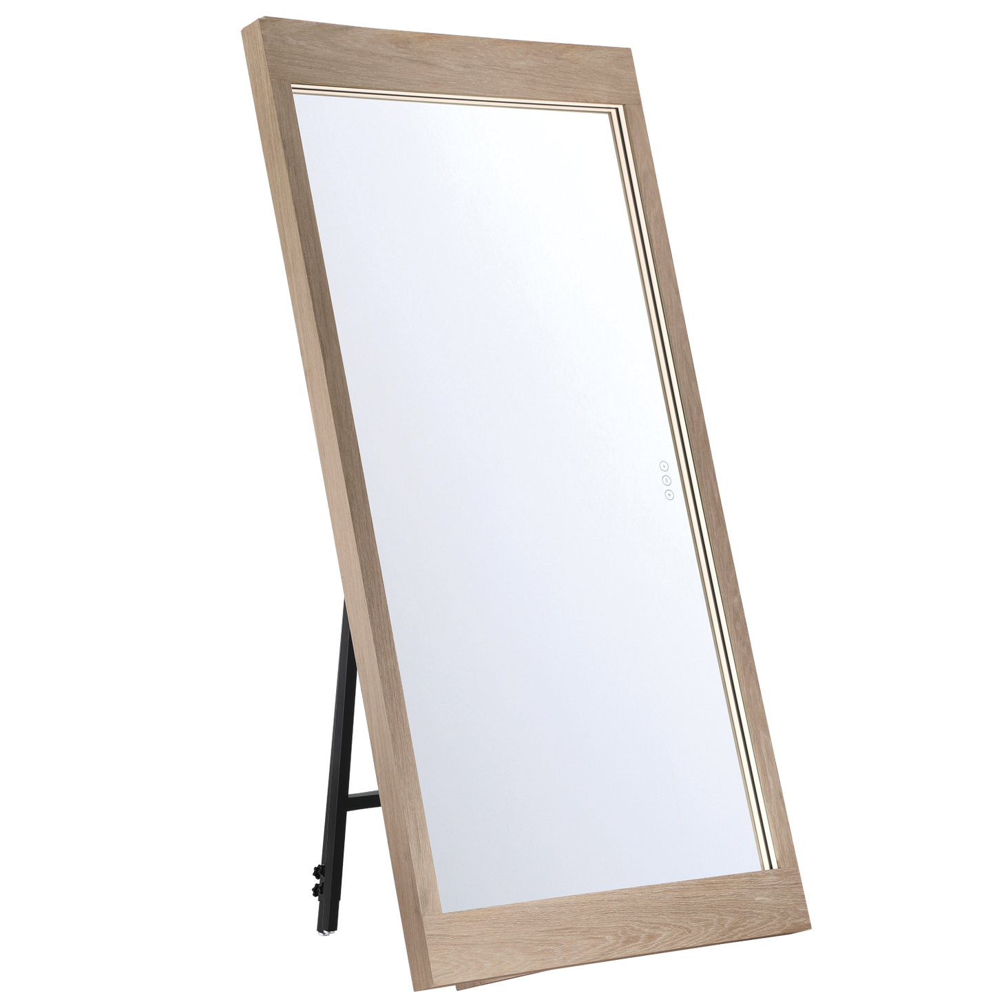 Eurofase Lighting Mogano 60" Integrated LED White Oak Wood Acrylic Frame Rectangle Freestanding Dimmable Mirror