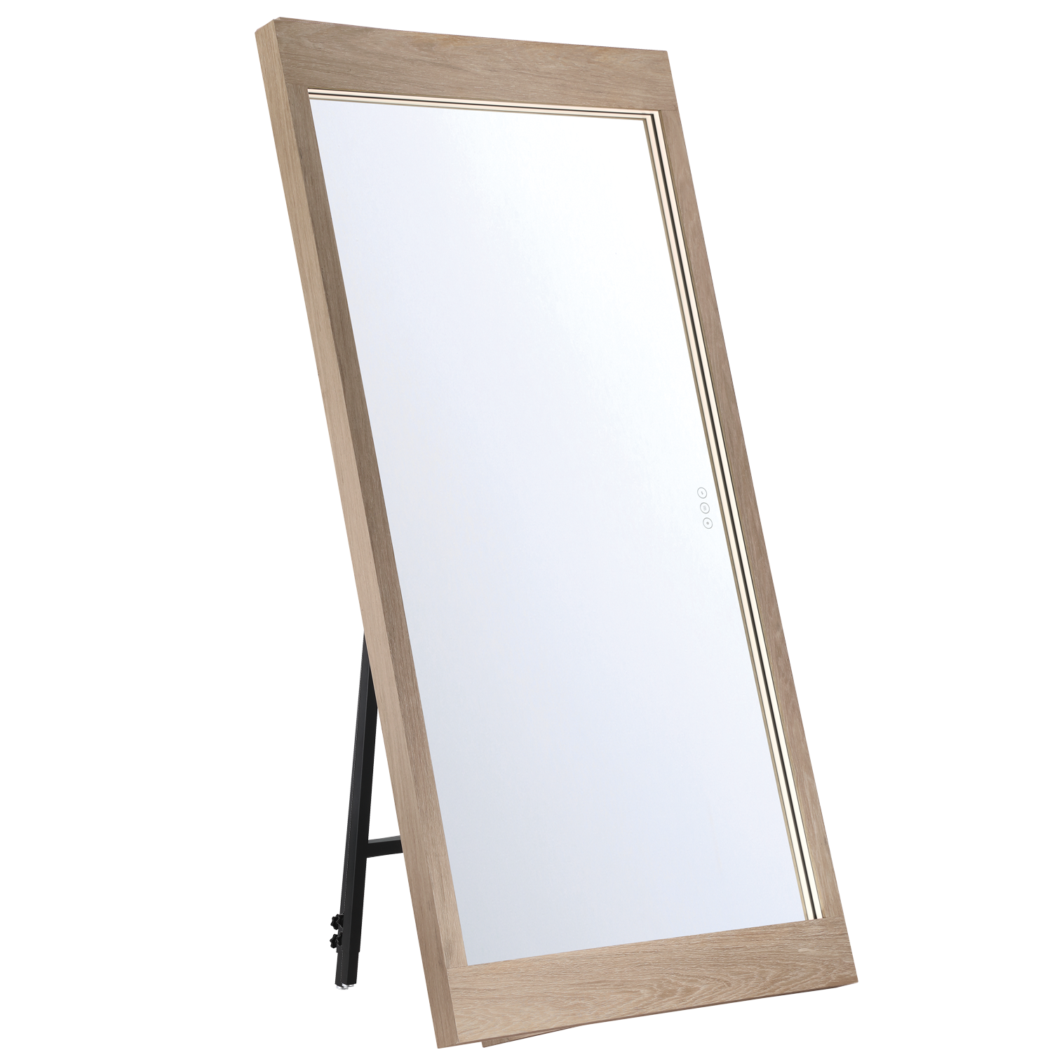 Eurofase Lighting Mogano 60" Integrated LED White Oak Wood Acrylic Frame Rectangle Freestanding Dimmable Mirror