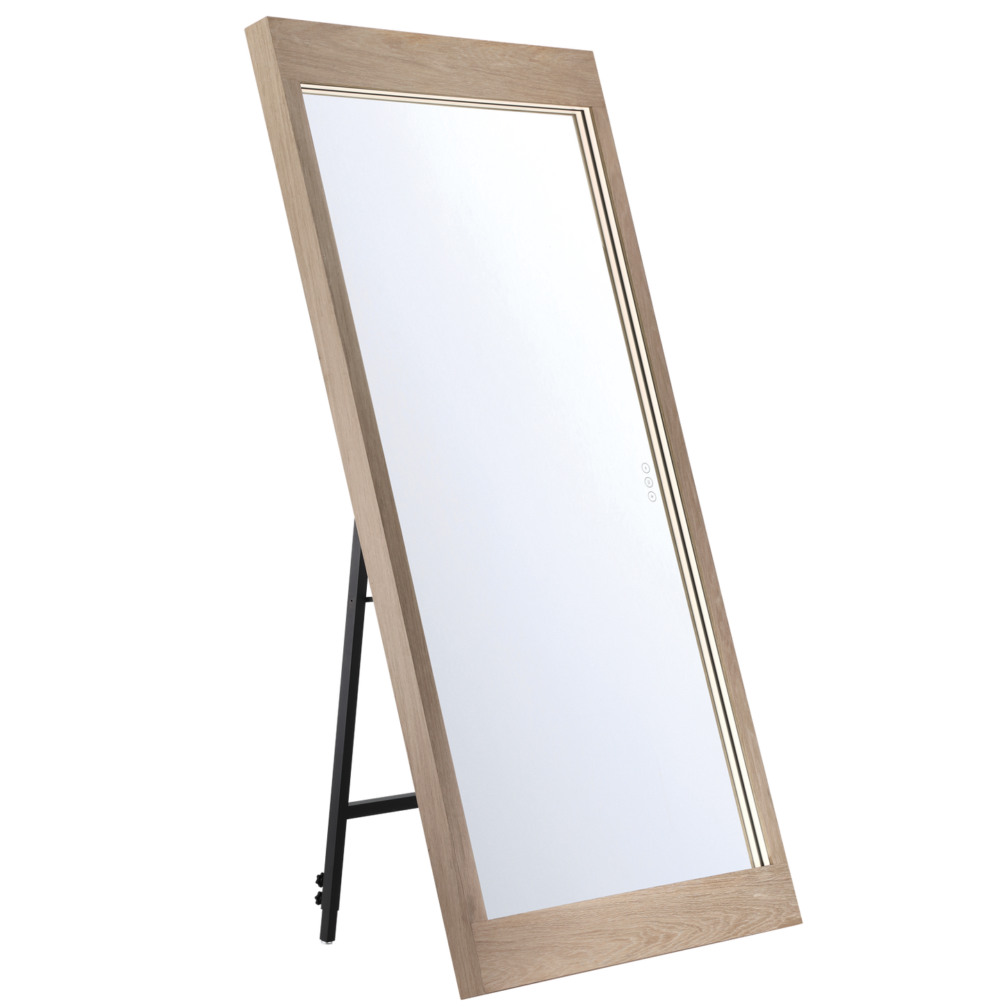 Eurofase Lighting Mogano 60" Integrated LED White Oak Wood Acrylic Frame Rectangle Freestanding Dimmable Mirror
