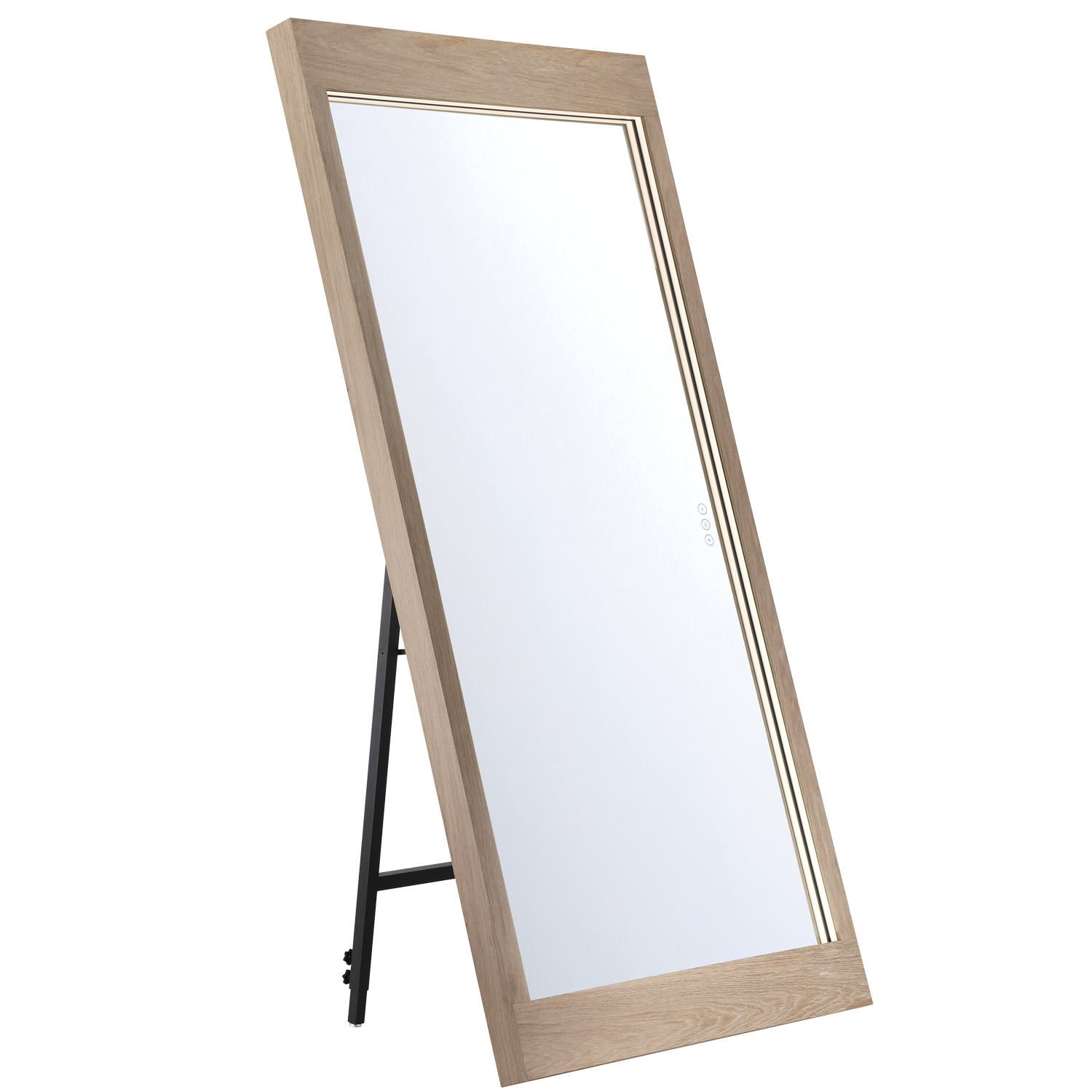 Eurofase Lighting Mogano 60" Integrated LED White Oak Wood Acrylic Frame Rectangle Freestanding Dimmable Mirror