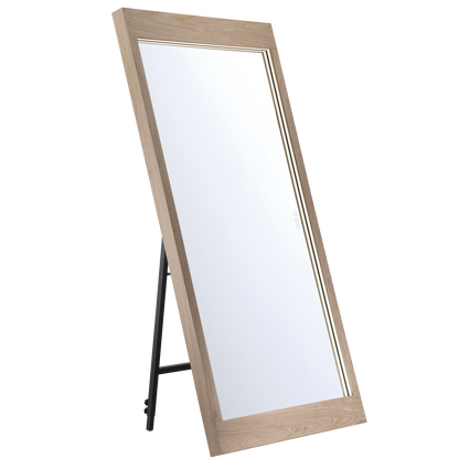 Eurofase Lighting Mogano 60" Integrated LED White Oak Wood Acrylic Frame Rectangle Freestanding Dimmable Mirror
