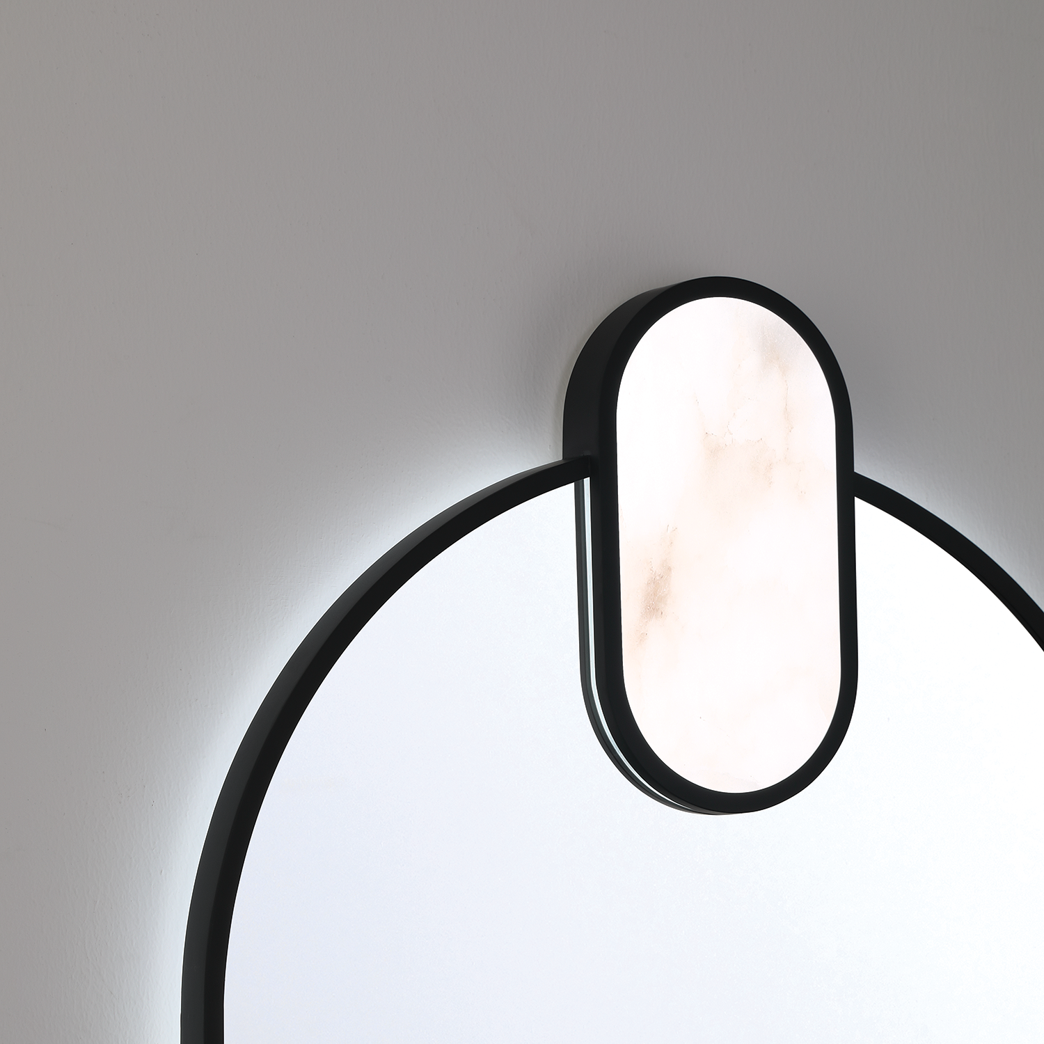 Eurofase Lighting Mrissa 39" Integrated LED Matte Black Alabaster Frame Dimmable Mirror