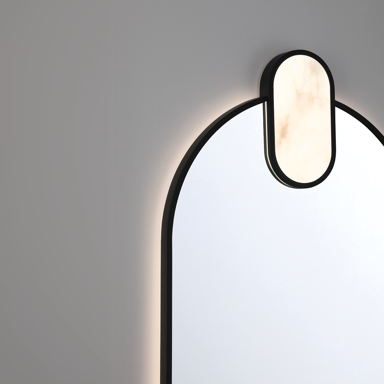 Eurofase Lighting Mrissa 39" Integrated LED Matte Black Alabaster Frame Dimmable Mirror