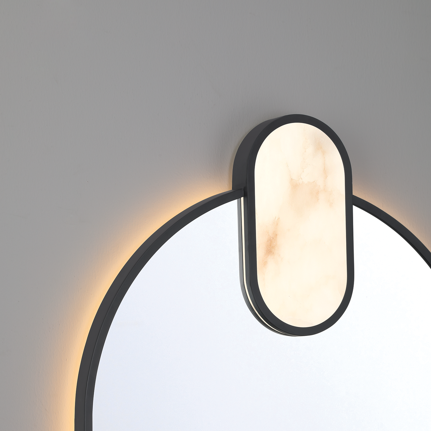 Eurofase Lighting Mrissa 39" Integrated LED Matte Black Alabaster Frame Dimmable Mirror