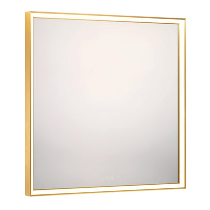 Eurofase Lighting Nixon 32" Integrated LED White Acrylic Anodized Gold Frame Square Mirror