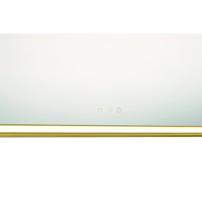 Eurofase Lighting Nixon 32" Integrated LED White Acrylic Anodized Gold Frame Square Mirror