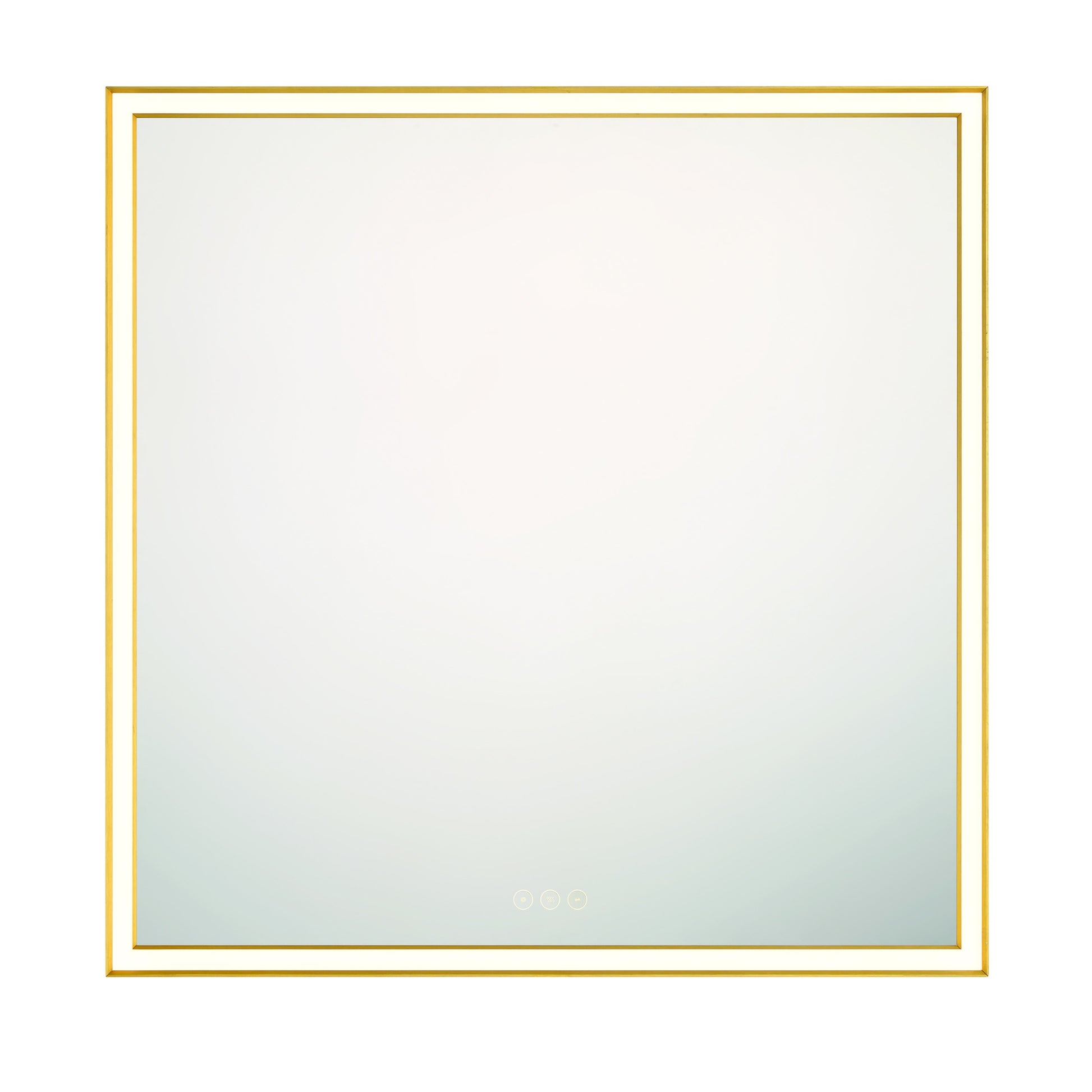 Eurofase Lighting Nixon 32" Integrated LED White Acrylic Anodized Gold Frame Square Mirror