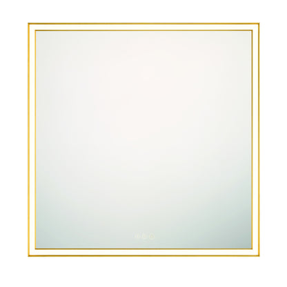 Eurofase Lighting Nixon 32" Integrated LED White Acrylic Anodized Gold Frame Square Mirror