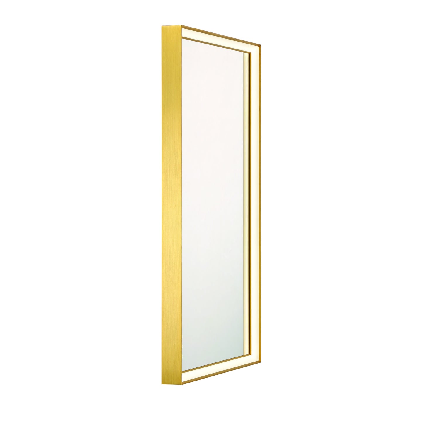 Eurofase Lighting Nixon 36" Integrated LED White Acrylic Anodized Gold Frame Rectangle Mirror
