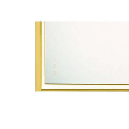 Eurofase Lighting Nixon 36" Integrated LED White Acrylic Anodized Gold Frame Rectangle Mirror