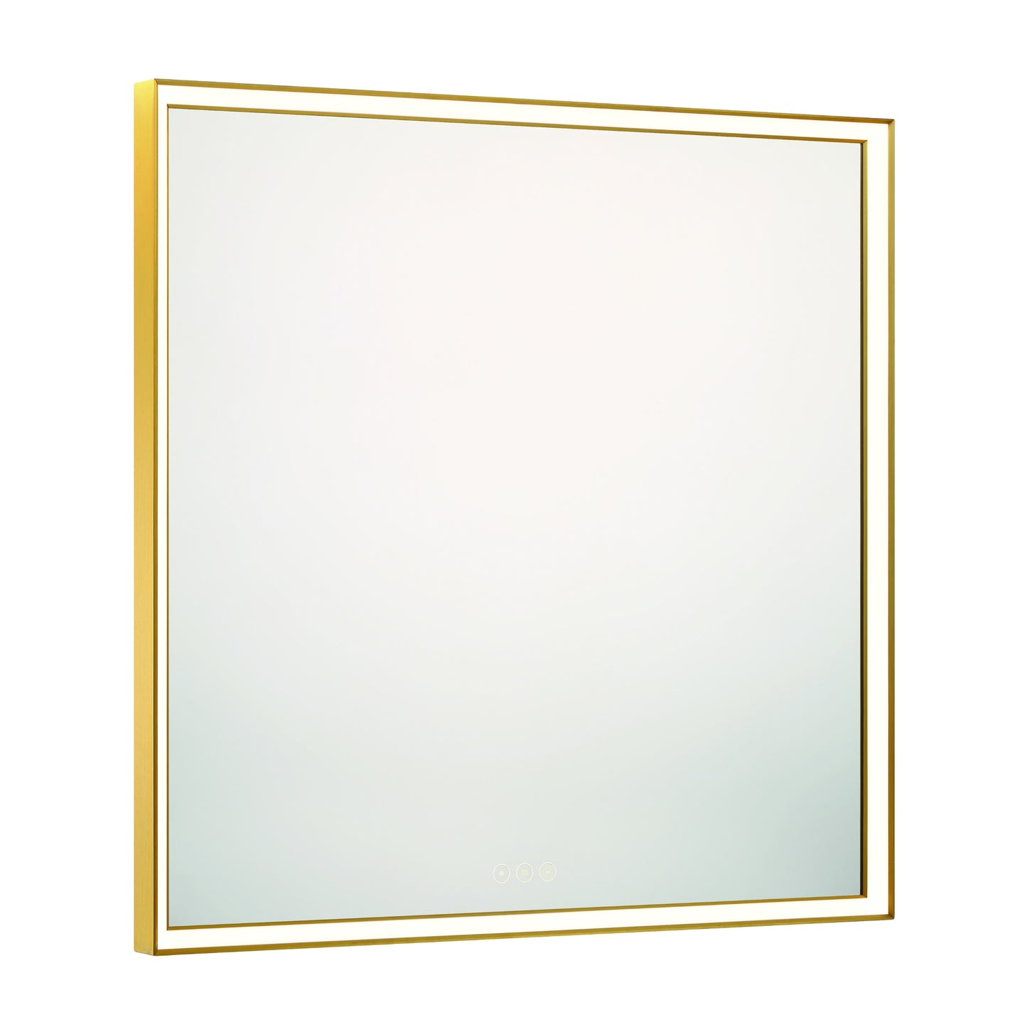 Eurofase Lighting Nixon 36" Integrated LED White Acrylic Anodized Gold Frame Square Mirror