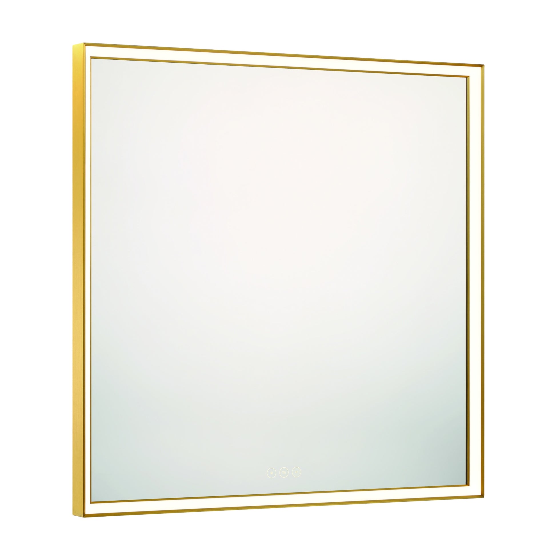 Eurofase Lighting Nixon 36" Integrated LED White Acrylic Anodized Gold Frame Square Mirror