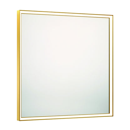 Eurofase Lighting Nixon 36" Integrated LED White Acrylic Anodized Gold Frame Square Mirror