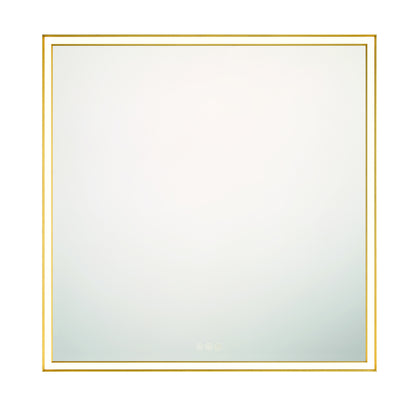 Eurofase Lighting Nixon 36" Integrated LED White Acrylic Anodized Gold Frame Square Mirror