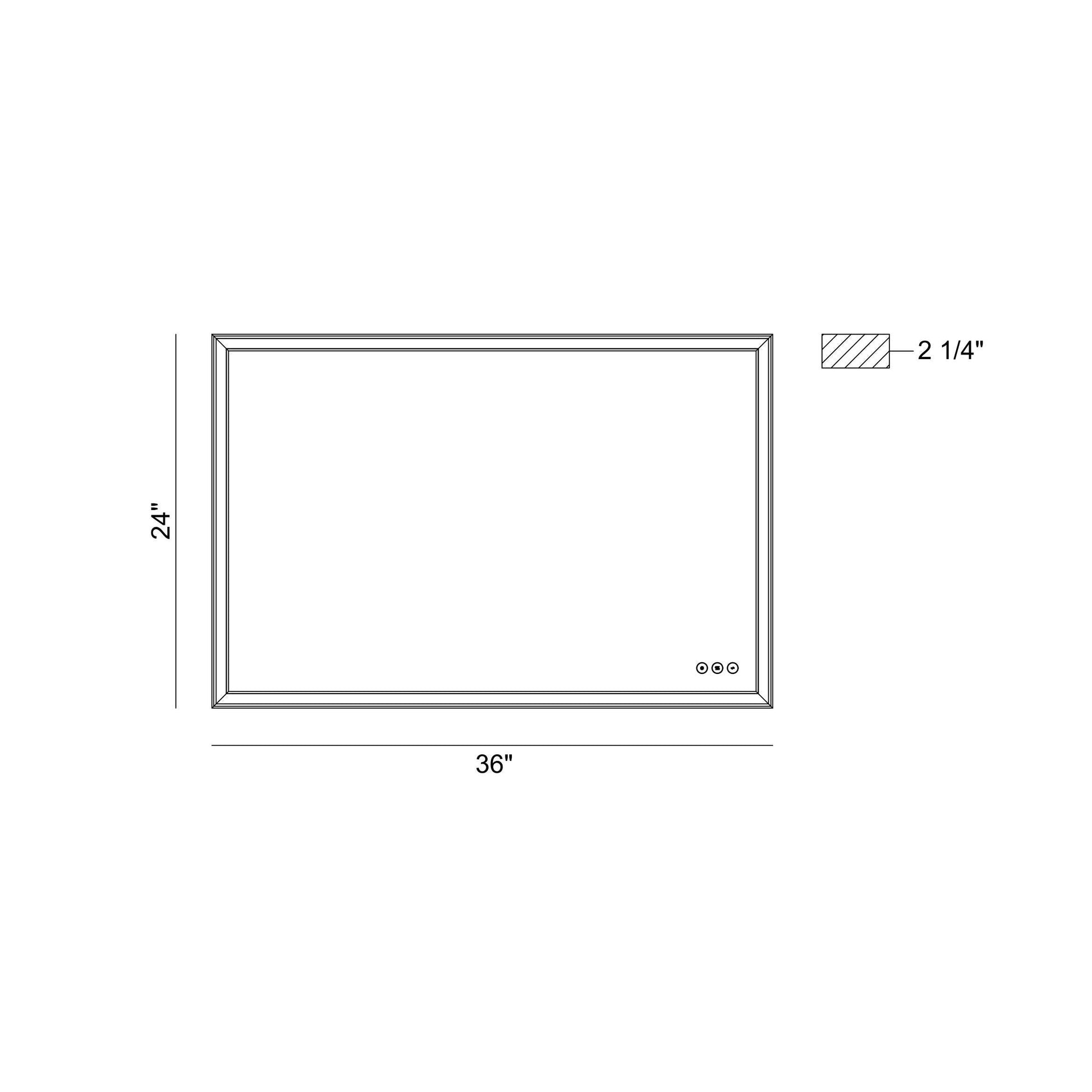 Eurofase Lighting Nixon 36" Integrated LED White Acrylic Anodized Black Frame Rectangle Mirror